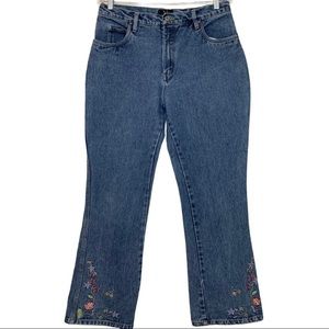 Vintage High Waist Floral Embroidered Bootcut Jean
